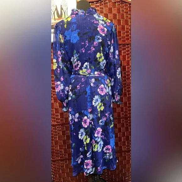 Jessica Howard NWT Blue and Pink Long Sleeve V-Neck Sundress Size 18W - Picture 6 of 10